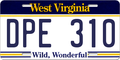 WV license plate DPE310
