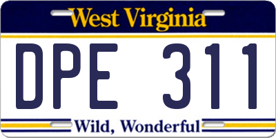 WV license plate DPE311