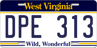 WV license plate DPE313