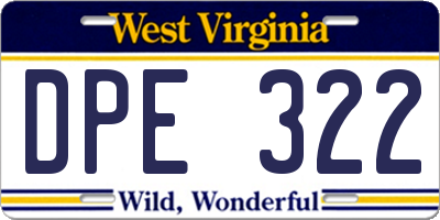 WV license plate DPE322