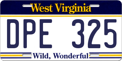 WV license plate DPE325