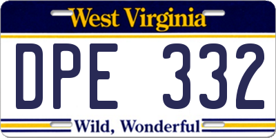 WV license plate DPE332