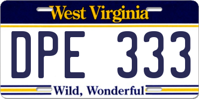 WV license plate DPE333