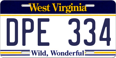 WV license plate DPE334