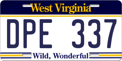 WV license plate DPE337
