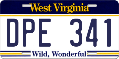 WV license plate DPE341