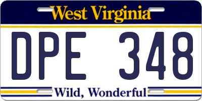 WV license plate DPE348