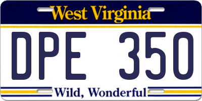 WV license plate DPE350