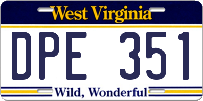 WV license plate DPE351