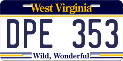 WV license plate DPE353