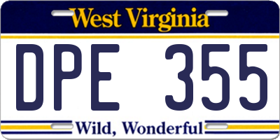 WV license plate DPE355