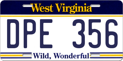 WV license plate DPE356