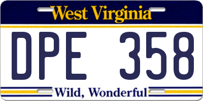 WV license plate DPE358