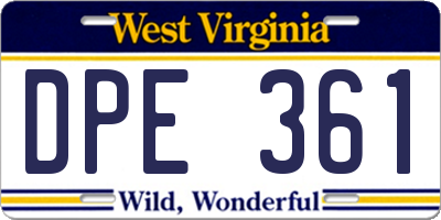 WV license plate DPE361