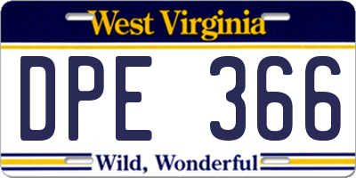 WV license plate DPE366