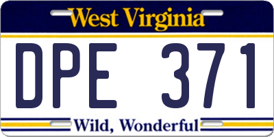 WV license plate DPE371