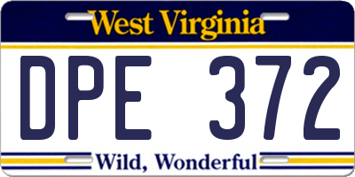 WV license plate DPE372