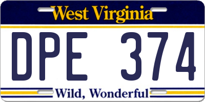 WV license plate DPE374