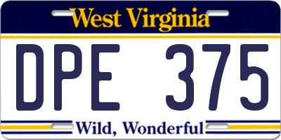 WV license plate DPE375