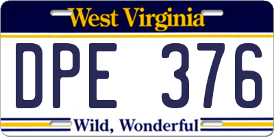 WV license plate DPE376