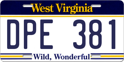 WV license plate DPE381