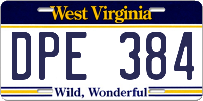 WV license plate DPE384