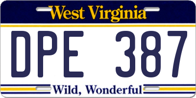 WV license plate DPE387