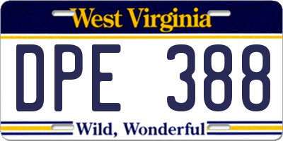 WV license plate DPE388