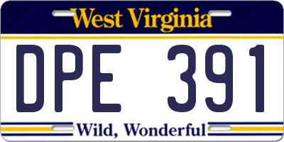 WV license plate DPE391