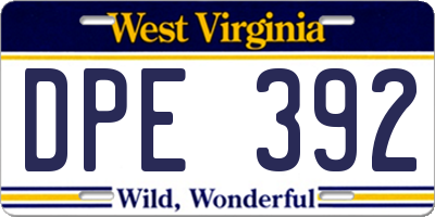 WV license plate DPE392