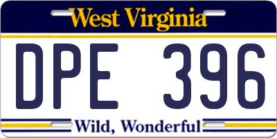 WV license plate DPE396