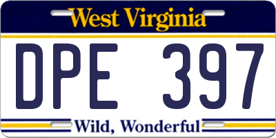 WV license plate DPE397