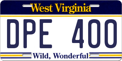 WV license plate DPE400