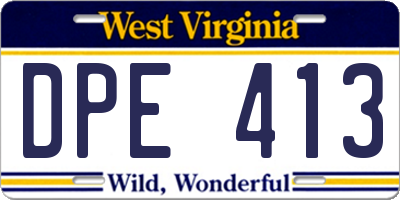WV license plate DPE413