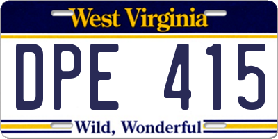 WV license plate DPE415