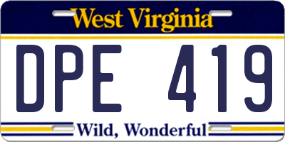 WV license plate DPE419