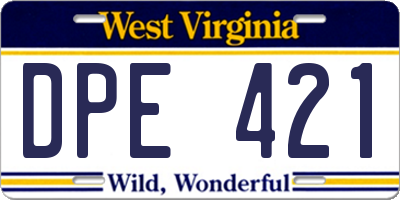 WV license plate DPE421