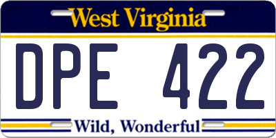 WV license plate DPE422
