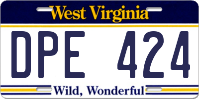 WV license plate DPE424