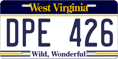WV license plate DPE426