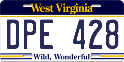 WV license plate DPE428