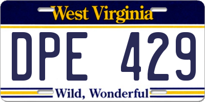 WV license plate DPE429