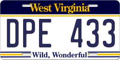 WV license plate DPE433