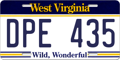 WV license plate DPE435