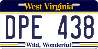 WV license plate DPE438