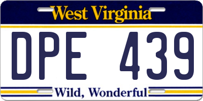 WV license plate DPE439