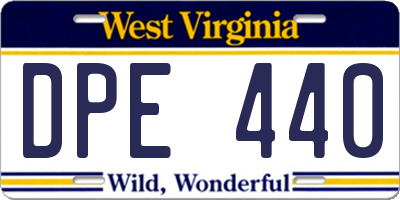 WV license plate DPE440