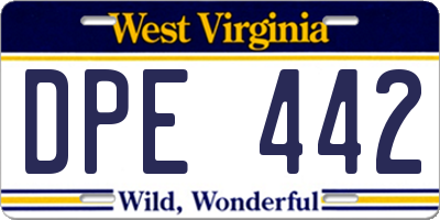 WV license plate DPE442
