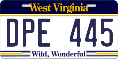 WV license plate DPE445
