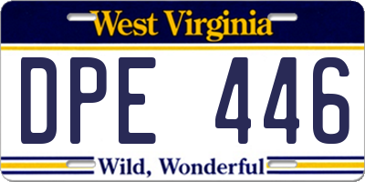 WV license plate DPE446